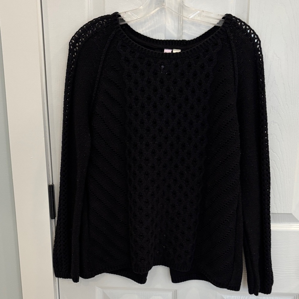 Alya Black Textured Knit Sweater